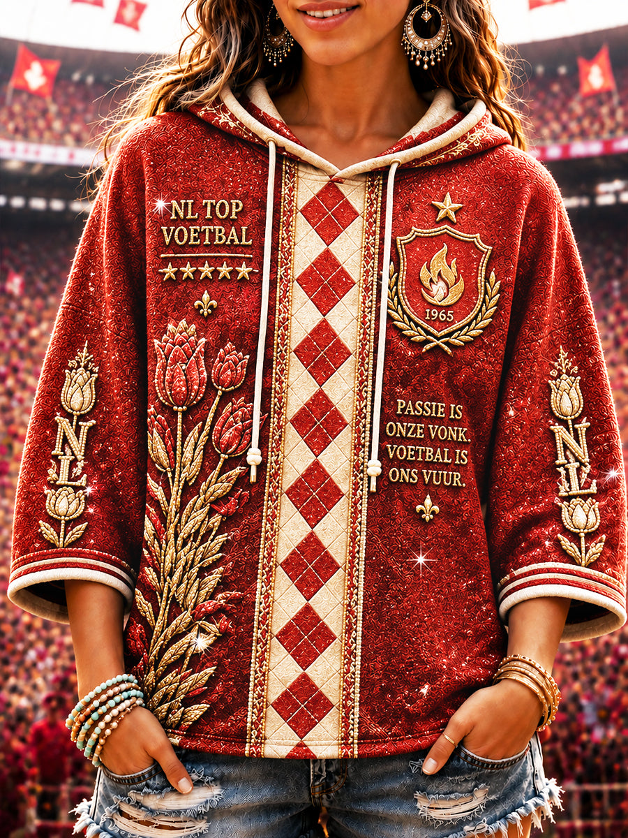 Holland Twente Voetbal Patchwork Print Casual Sweatshirt met capuchon