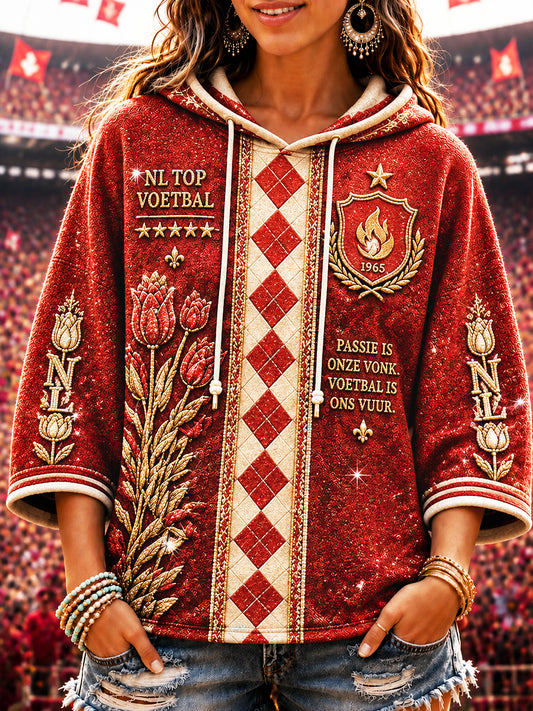 Holland Twente Voetbal Patchwork Print Casual Sweatshirt met capuchon