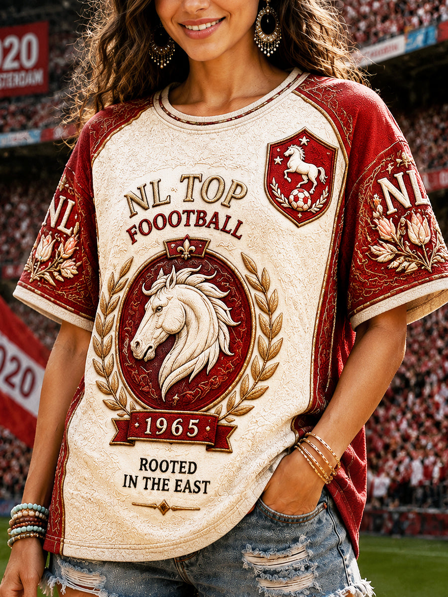 Holland Twente Voetbal Patchwork Print Casual Drop-Shoulder T-shirt