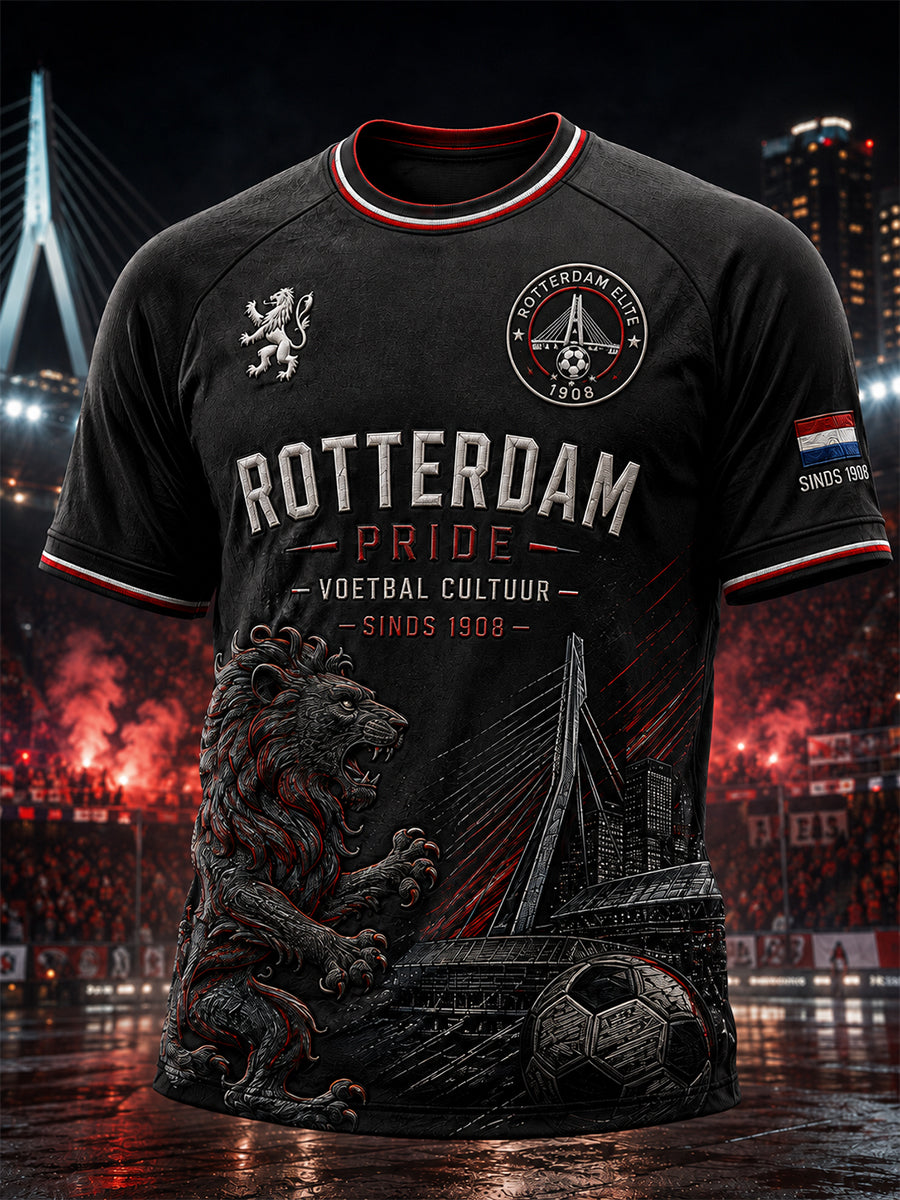 Voetbalshirt voor heren met grafische print en raglanmouwen, korte mouwen