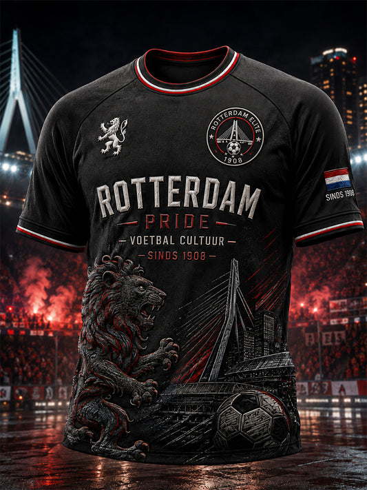 Voetbalshirt voor heren met grafische print en raglanmouwen, korte mouwen