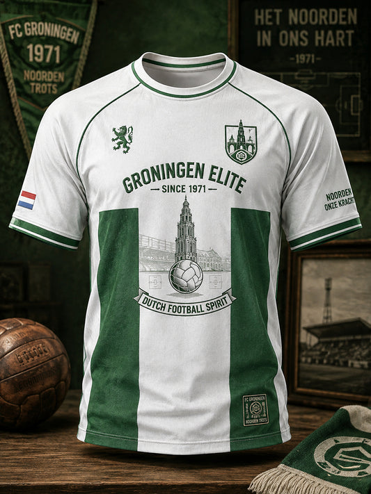 Voetbalshirt voor heren met grafische print en raglanmouwen, korte mouwen