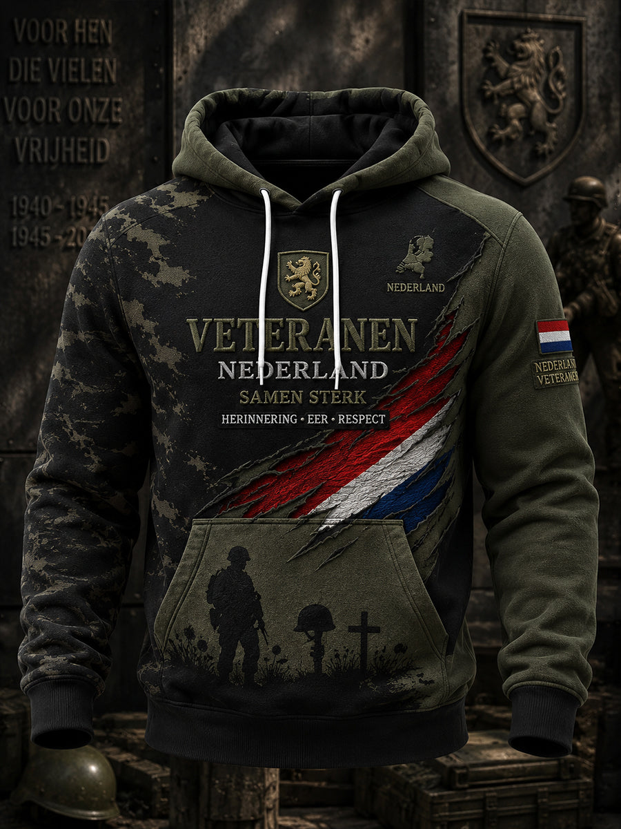 Herenhoodie met camouflageprint en lange mouwen ter herdenking van veteranen