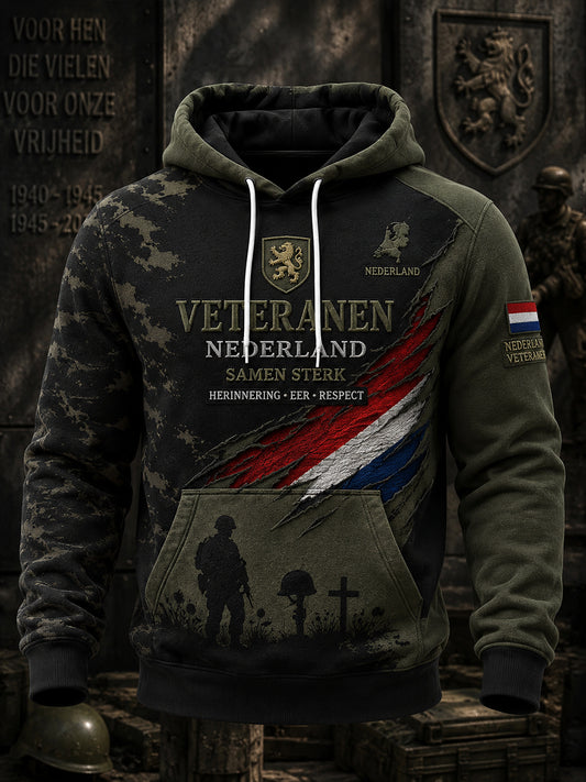 Herenhoodie met camouflageprint en lange mouwen ter herdenking van veteranen