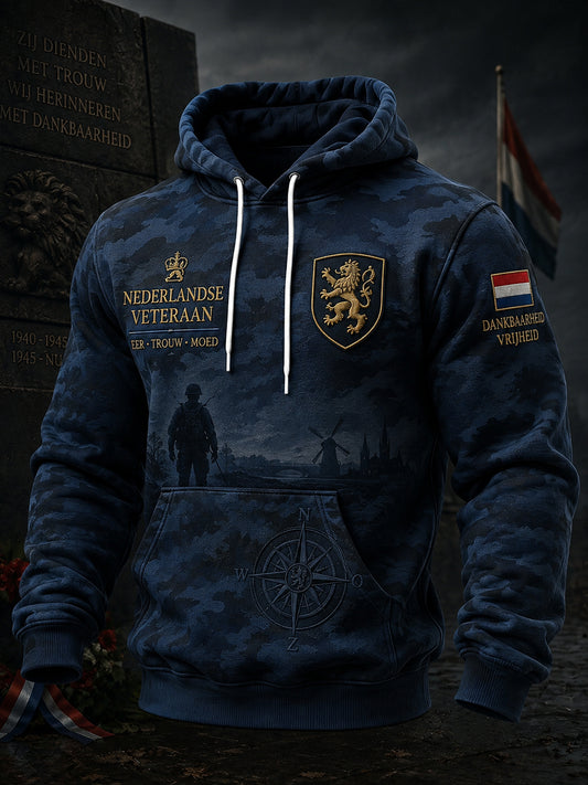 Herenhoodie met camouflageprint en lange mouwen ter herdenking van veteranen