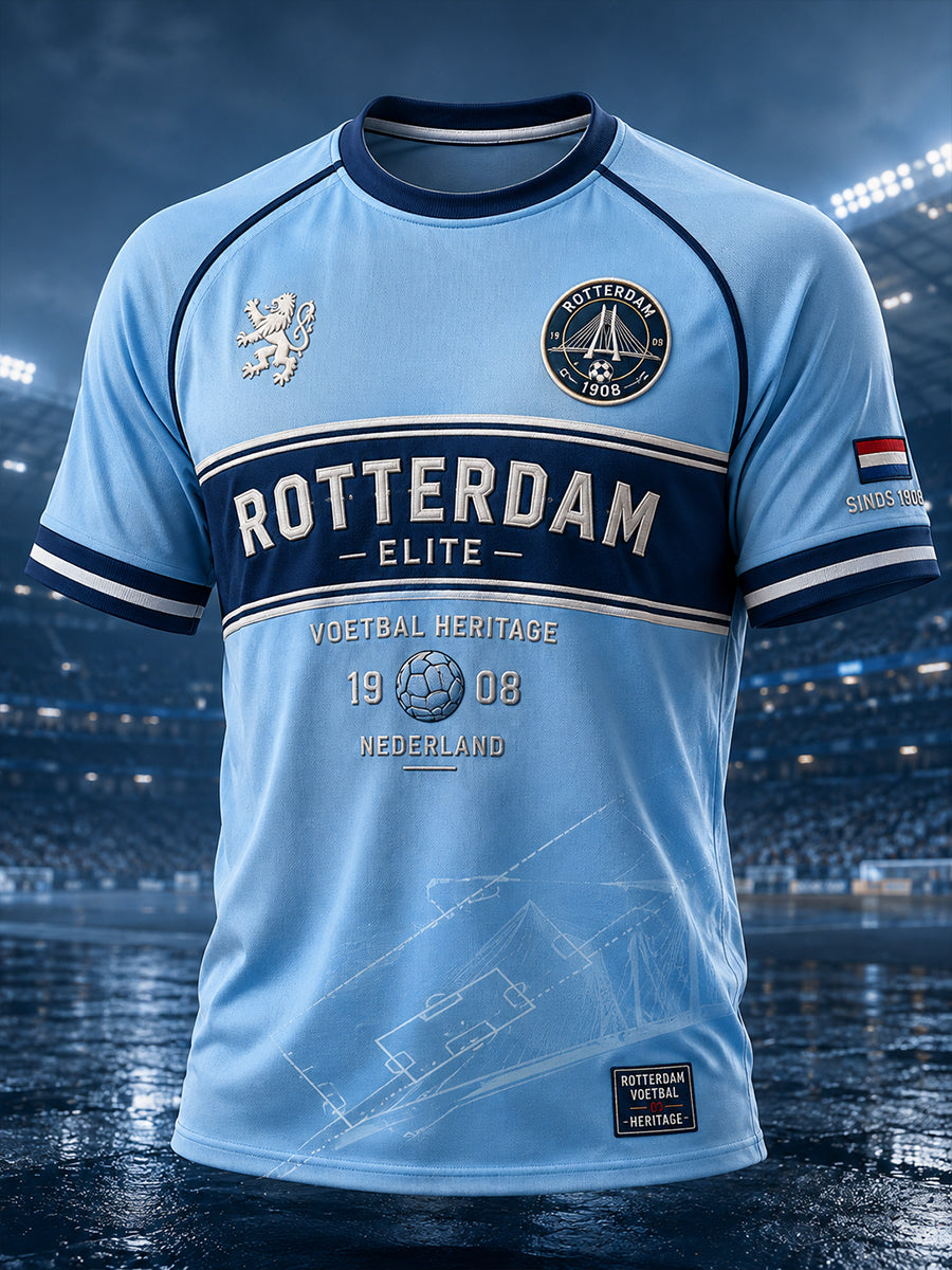 Voetbalshirt voor heren met grafische print en raglanmouwen, korte mouwen