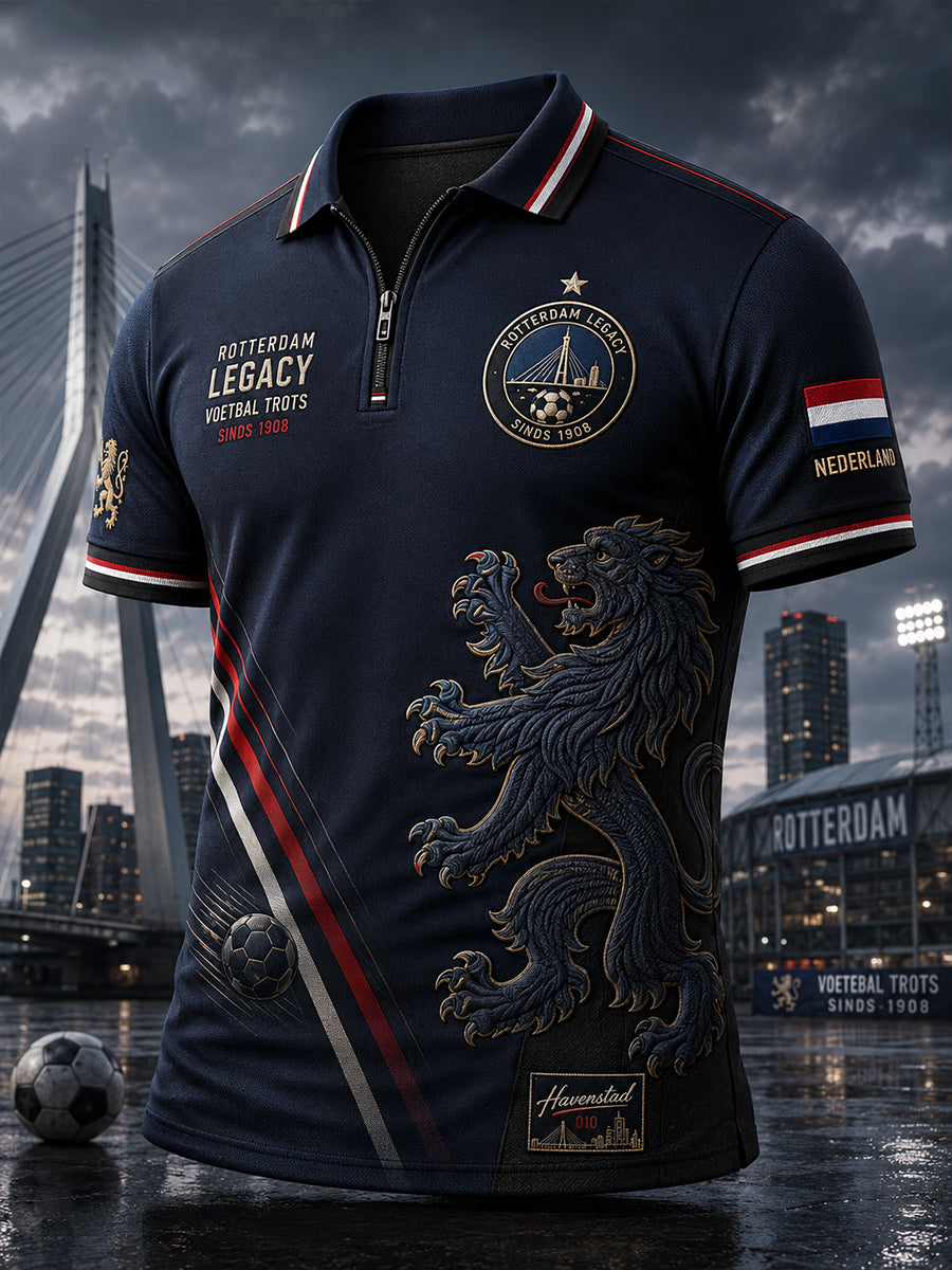 Herenpoloshirt met korte mouwen en ritssluiting