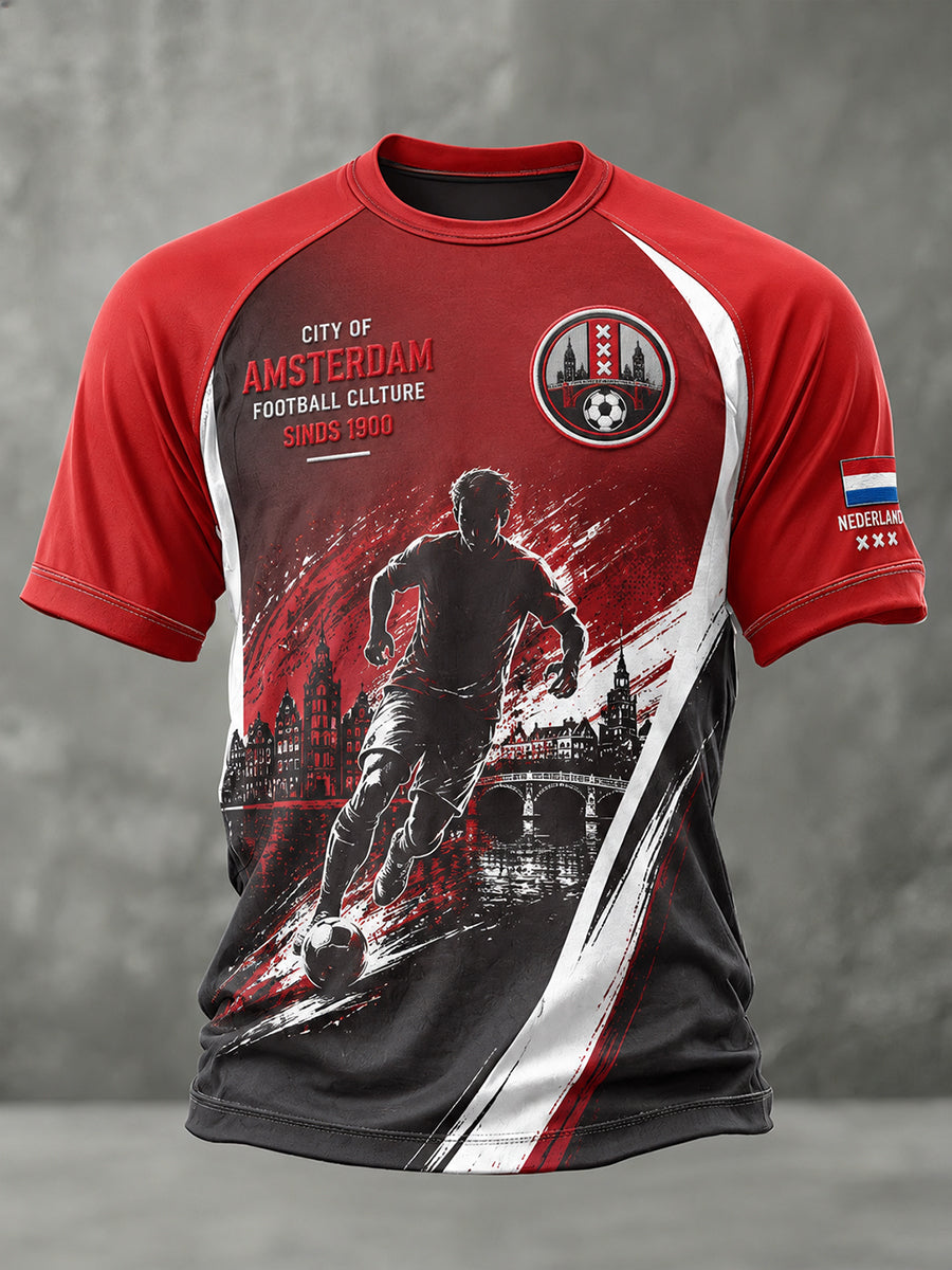 T-shirt met raglanmouwen en grafische print voor de heren-voetbalclub