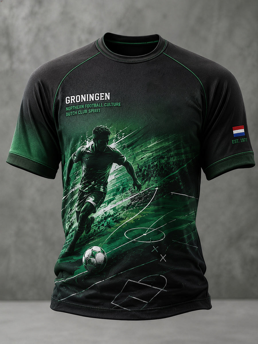 Heren voetbalclub grafische Raglan-mouw T-shirt