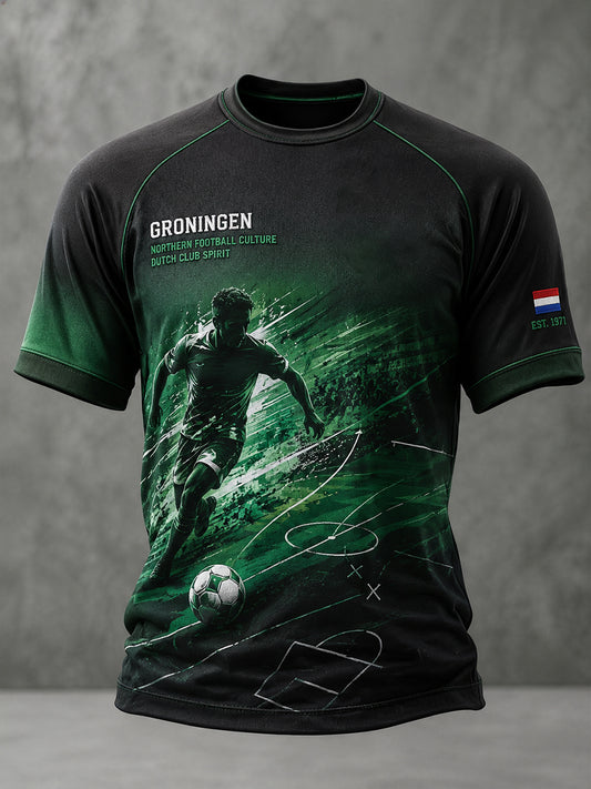 Heren voetbalclub grafische Raglan-mouw T-shirt