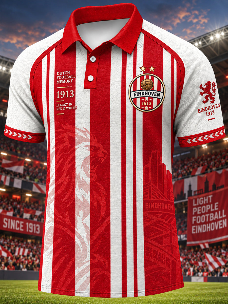 Herenpoloshirt met korte mouwen en voetbalprint