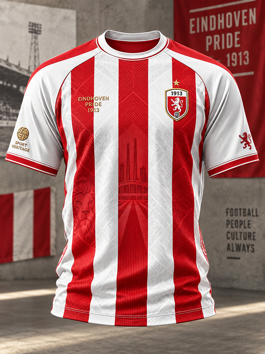 Heren-T-shirt met korte mouwen en raglanmouwen, voorzien van een voetbalprint