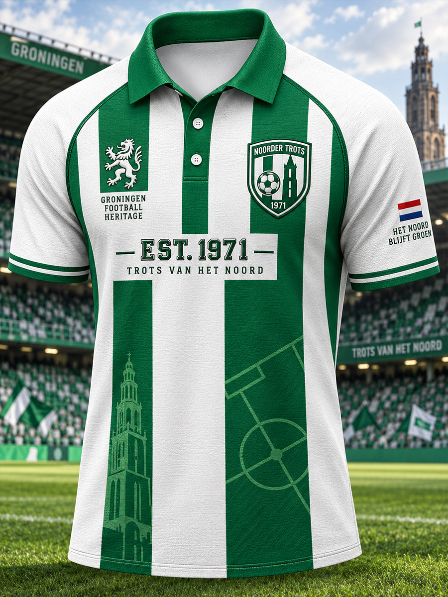 Heren-T-shirt met korte mouwen en raglanmouwen, voorzien van een voetbalprint