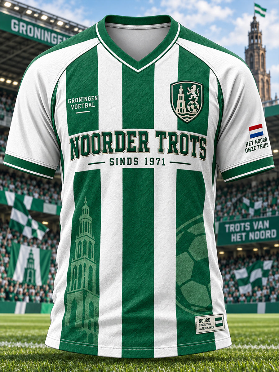Heren-T-shirt met korte mouwen en raglanmouwen, voorzien van een voetbalprint
