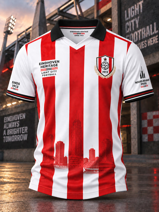 Sportief poloshirt voor heren met korte mouwen en voetbalprint