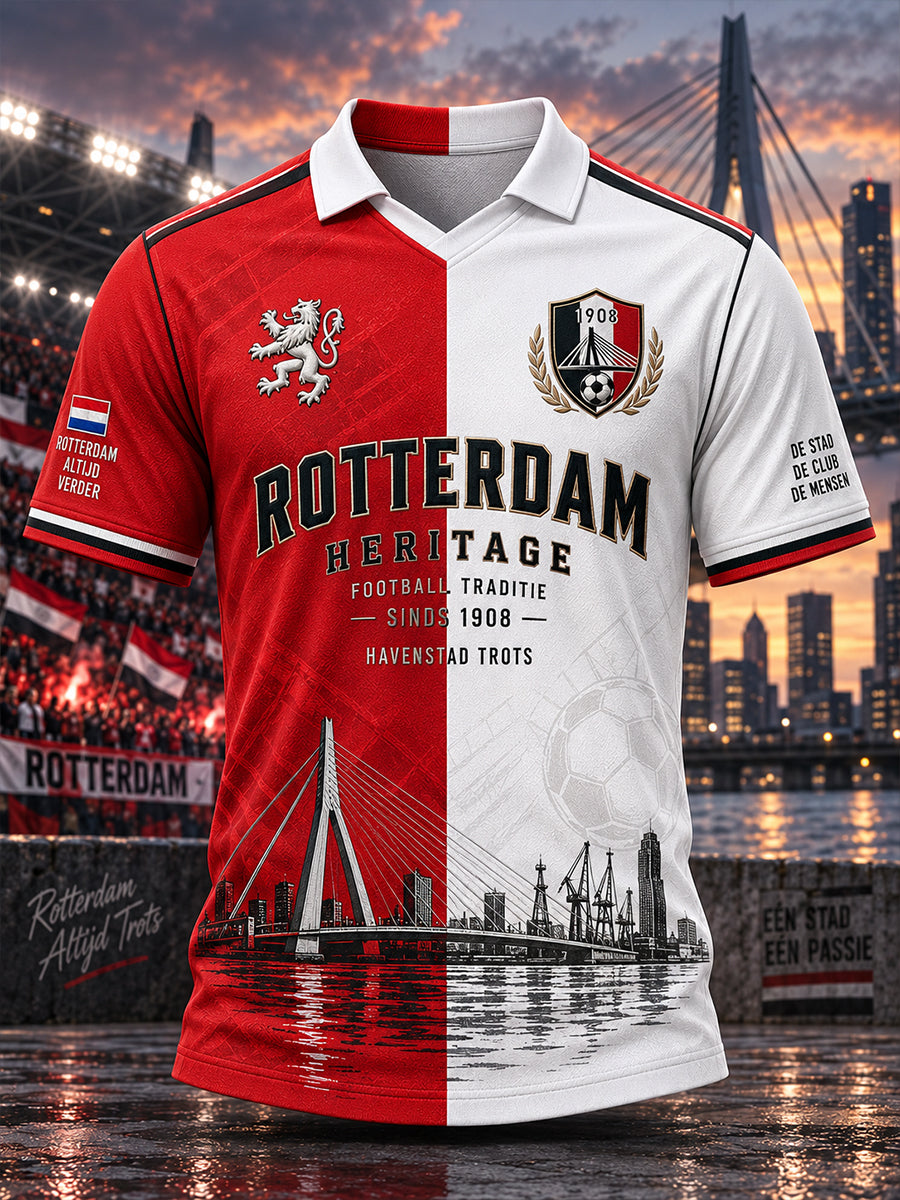 Sportief poloshirt met korte mouwen voor heren en print met voetbalthema