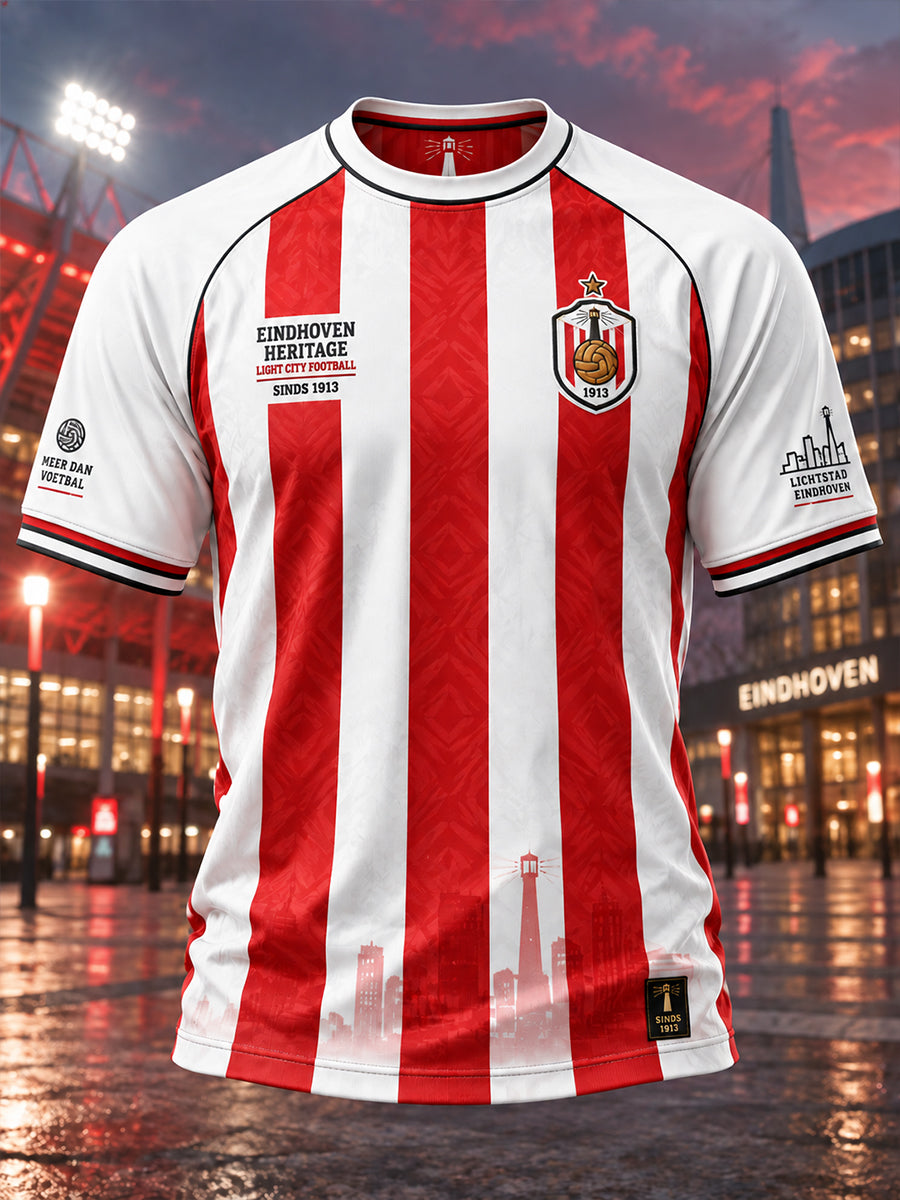 Heren-T-shirt met korte mouwen en raglanmouwen, voorzien van een voetbalprint