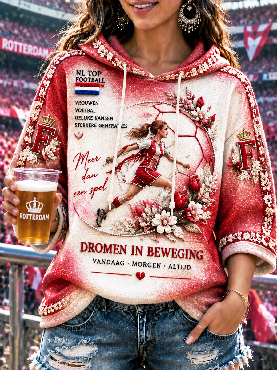 Feyenoord voetbal damesprint casual sweatshirt met capuchon