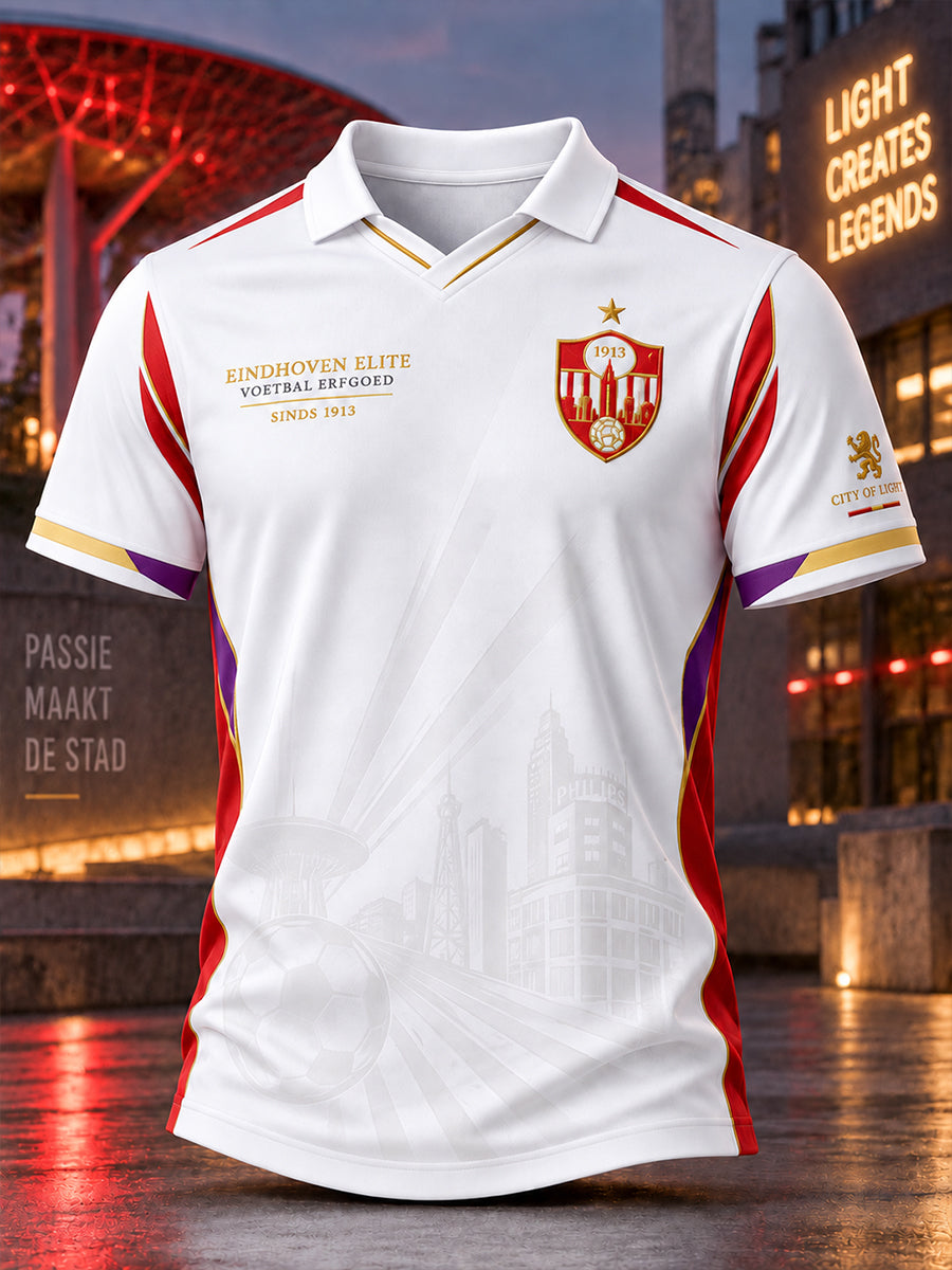 Sportief poloshirt voor heren met korte mouwen en voetbalprint