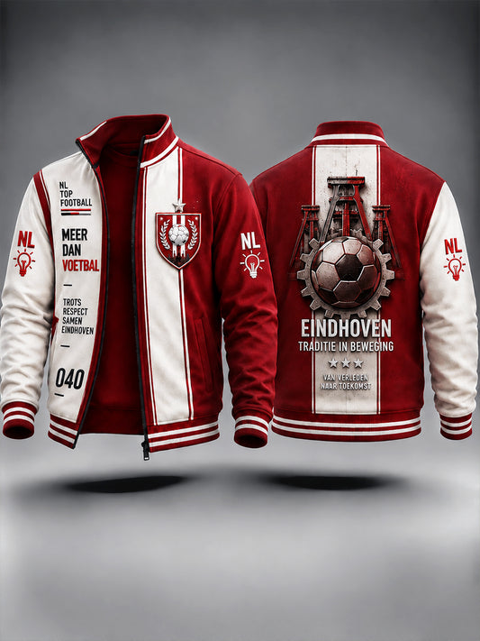 Nederlands Eindhoven voetbal patchwork print casual jack met rits