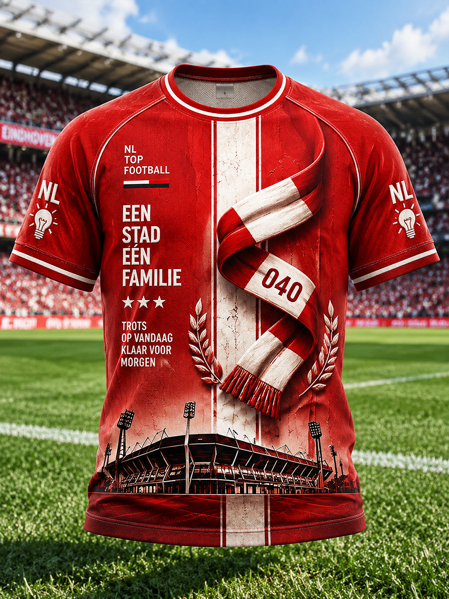 Rode Eredivisie heren PSV Eindhoven voetbalprint casual T-shirt