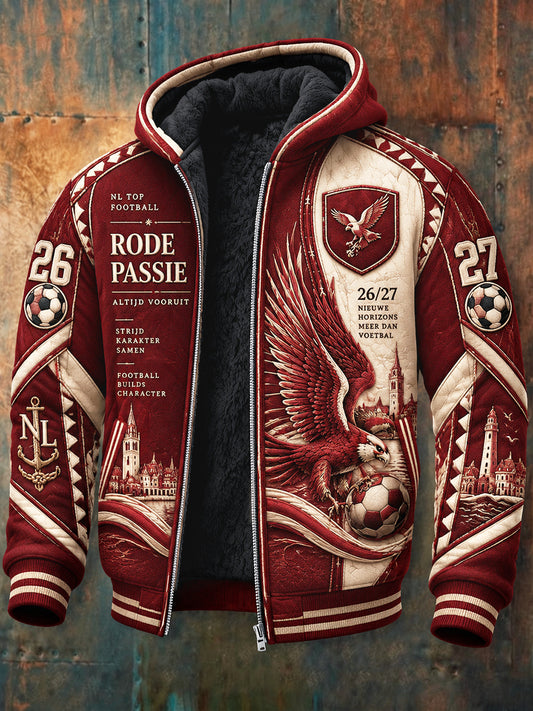 Rood Nederlandse Eredivisie heren AZ Alkmaar Gedrukt Casual fleece-Lined capuchon