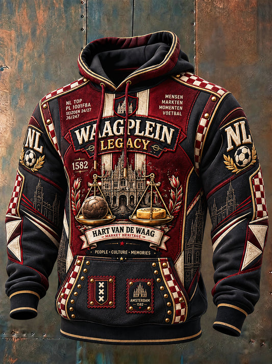 Nederlandse Eredivisie AZ Alkmaar Patchwork Print casual en trendy sweatshirt met capuchon