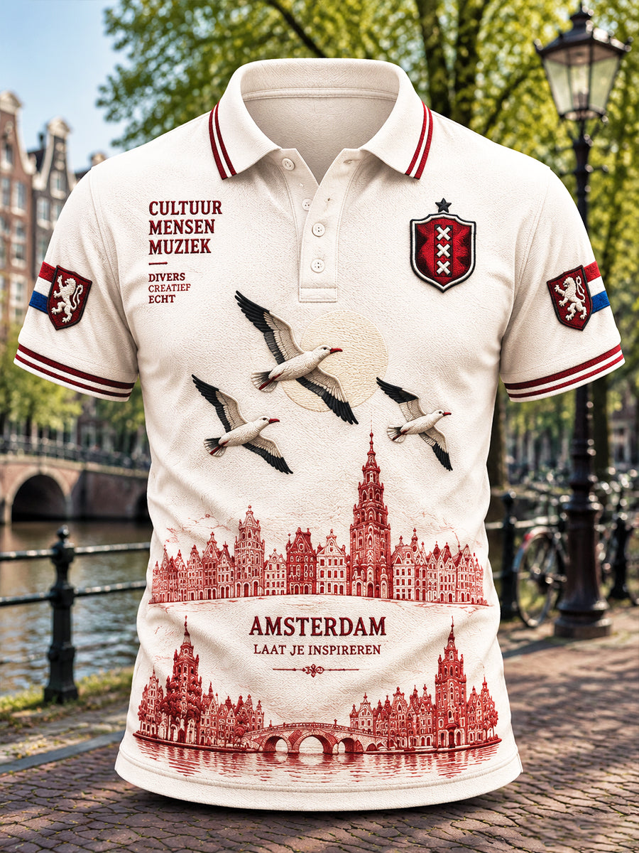 Casual poloshirt voor heren met Amsterdam-print van Off-White