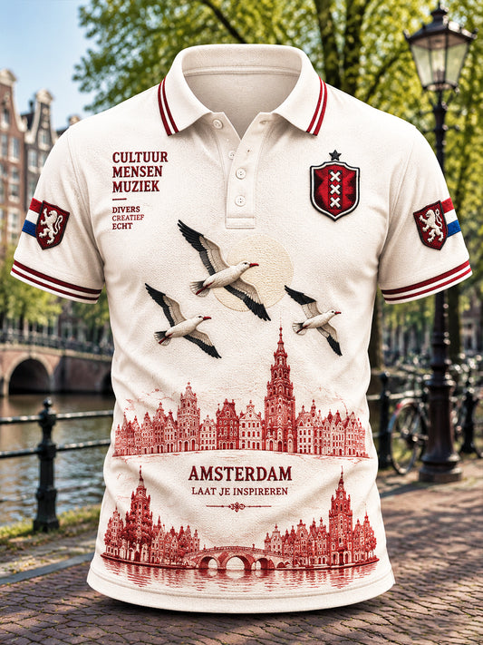 Casual poloshirt voor heren met Amsterdam-print van Off-White