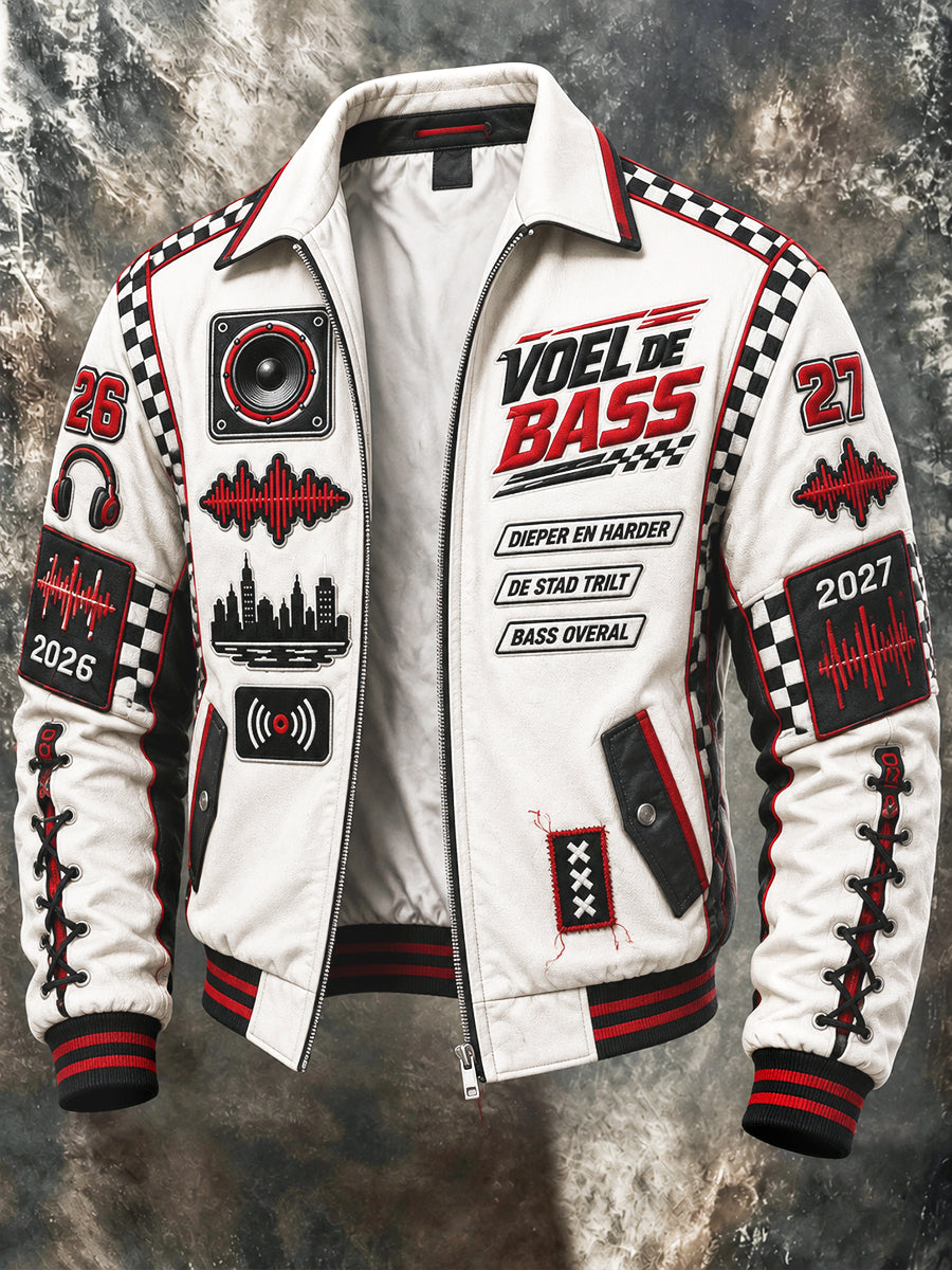 White Amsterdam Electronic Music Festival voor heren, casual racestijl met ritssluiting