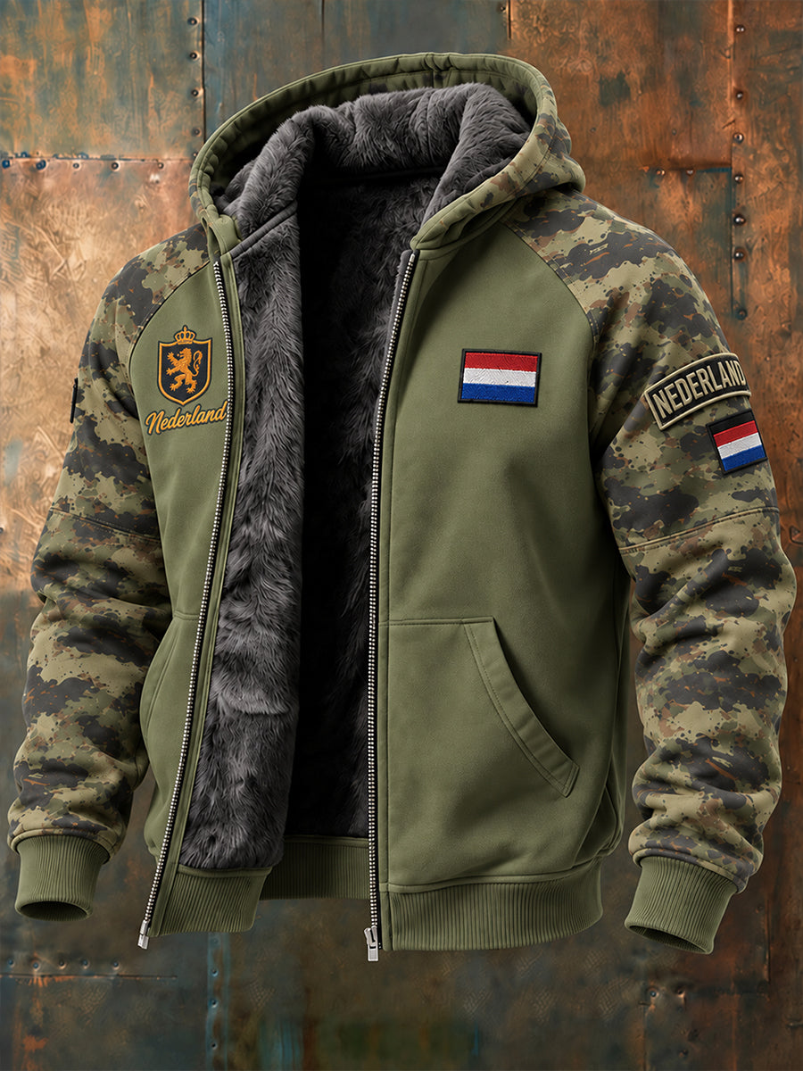 Veteraan-thema camouflageprint capuchon met lange mouwen