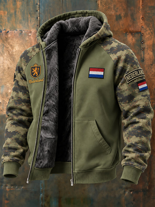Veteraan-thema camouflageprint capuchon met lange mouwen