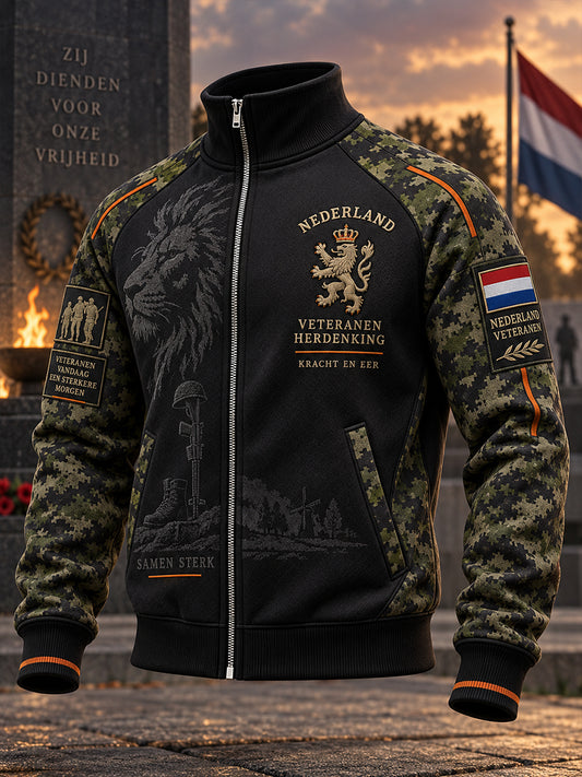 Herenjack met camouflageprint en veteranthema, lange mouwen