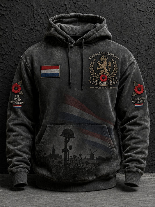 Heren Sweatshirt met lange mouwen en Veteran Memorial Graphic Print