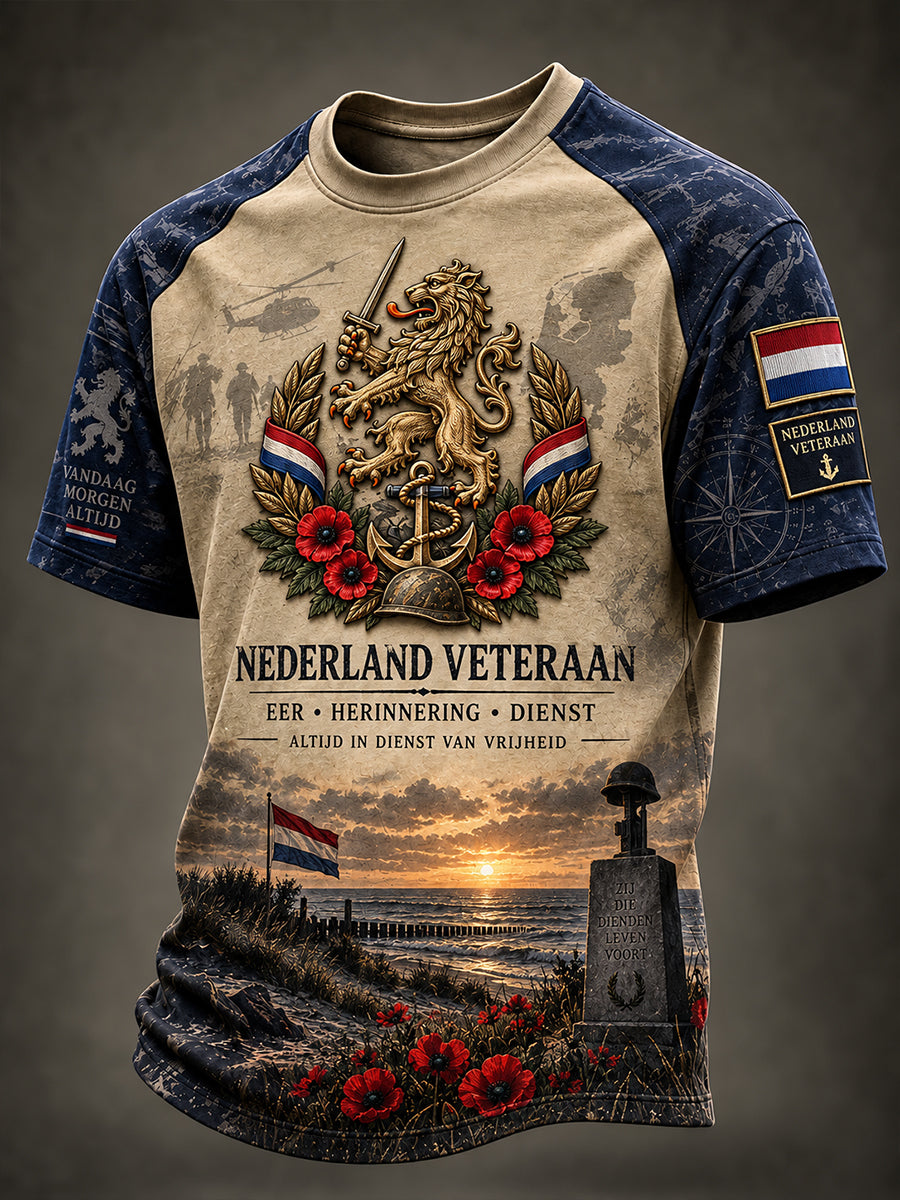Heren T-shirt met korte mouwen met Veteran Memorial Graphic Print