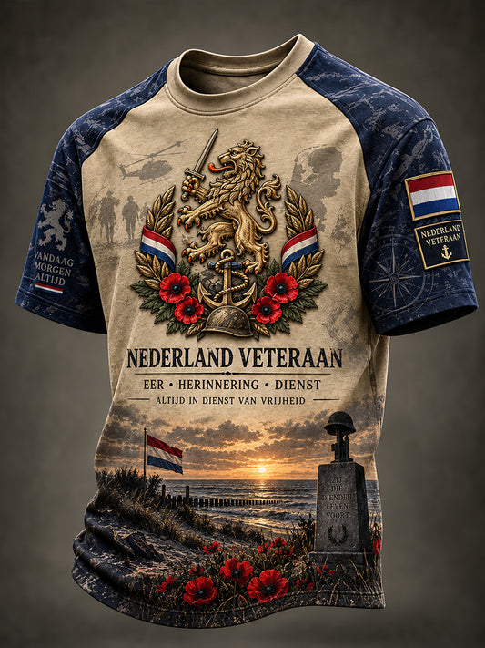 Heren T-shirt met korte mouwen met Veteran Memorial Graphic Print