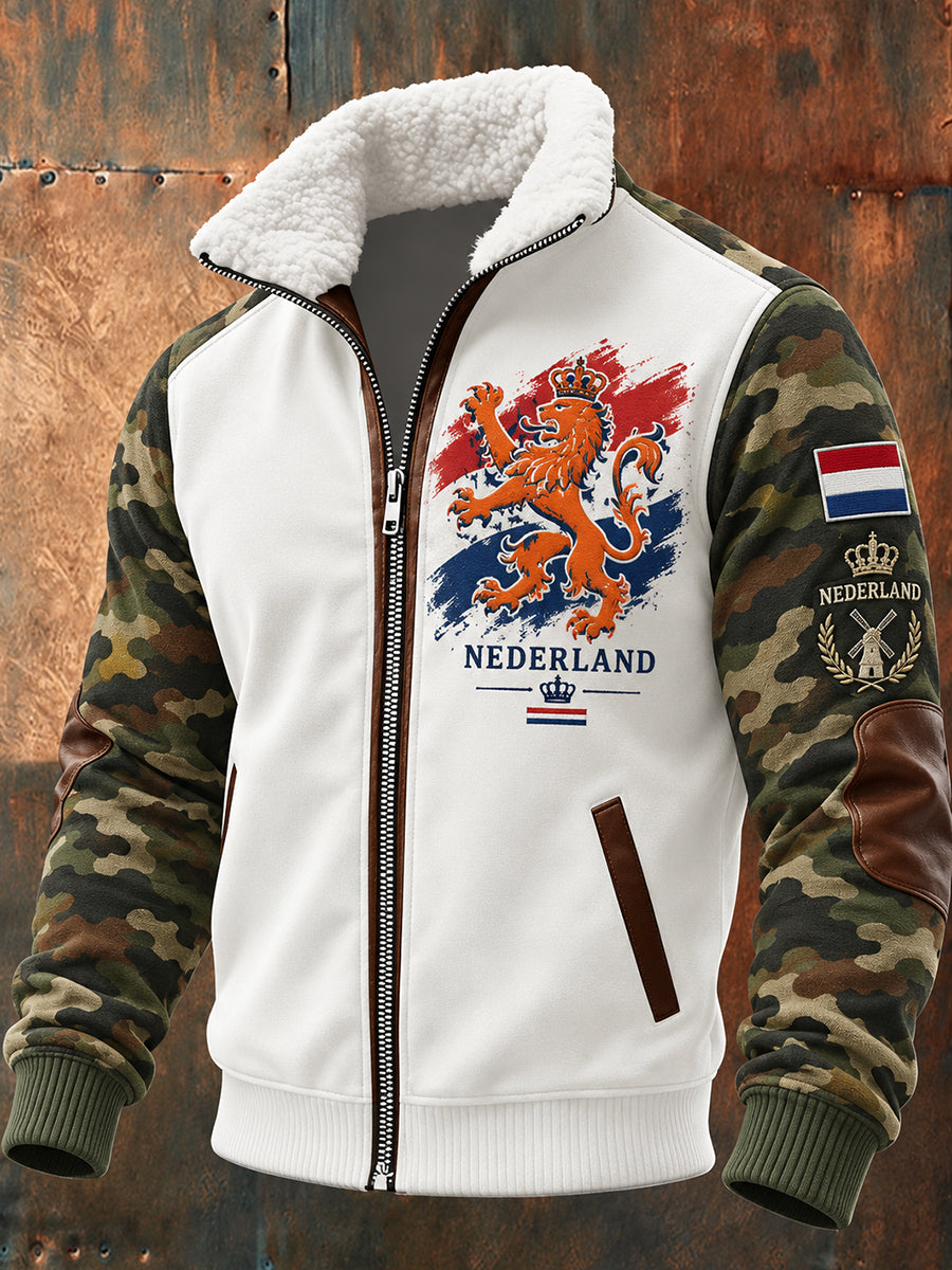 Veteran Memorial jack met grafische print en lange mouwen met hoge hals