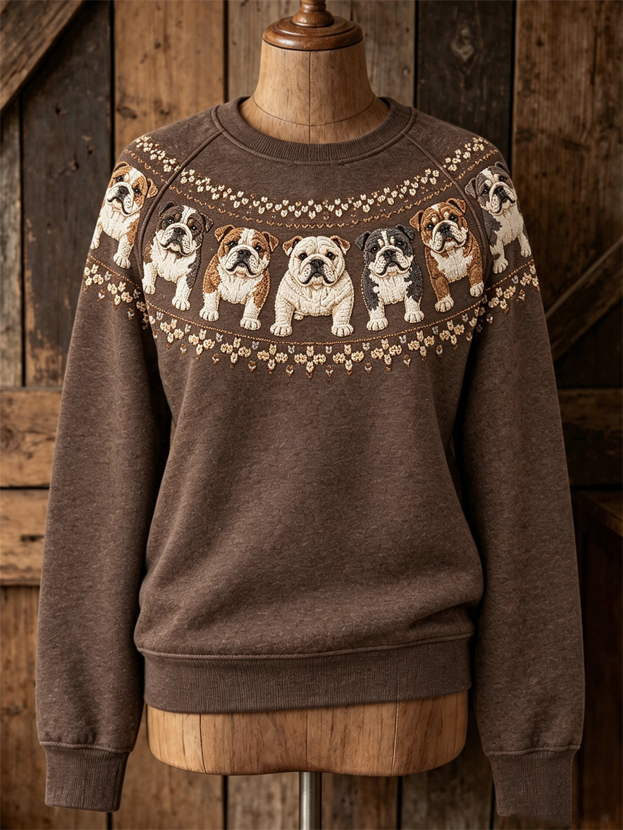 Vintage Bulldogs Yoke Isle print sweatshirt met raglan mouw voor dames