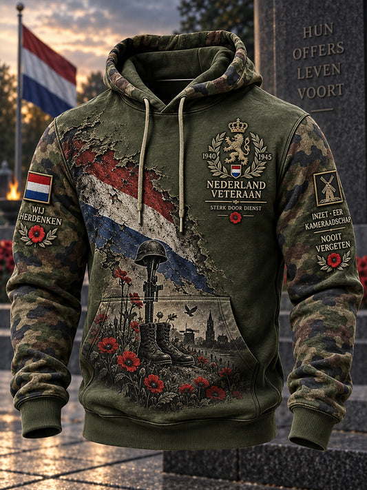 Herenhoodie met lange mouwen en een print met herdenkingsdagthema