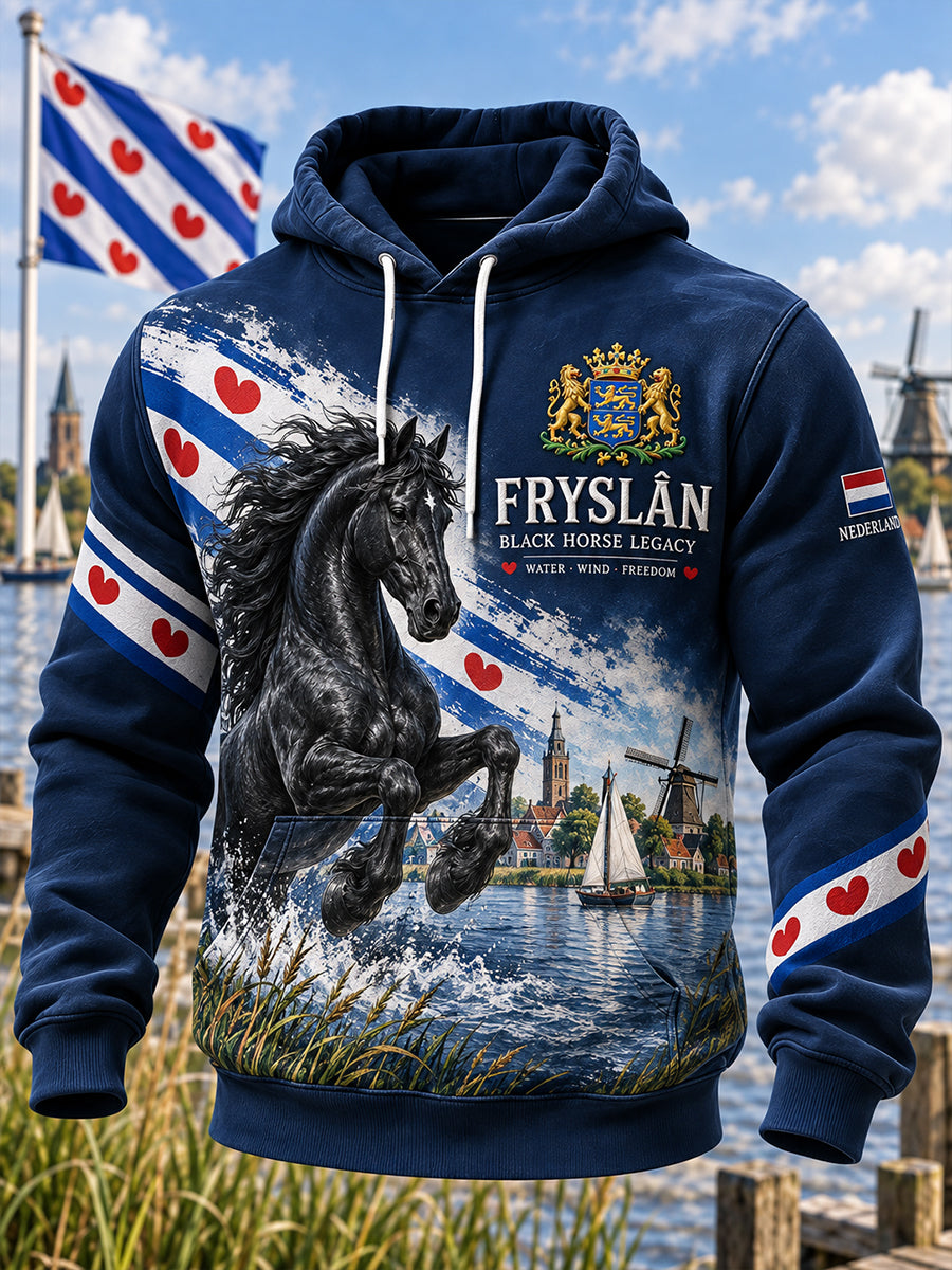 Herenhoodie met lange mouwen en grafische print ter herdenking van de stad