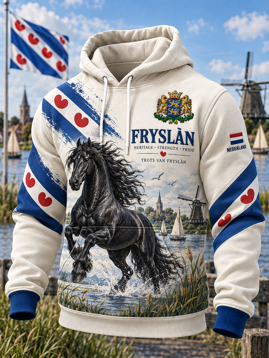 Sweatshirt met lange mouwen en capuchon met stedelijke herdenkingsopdruk