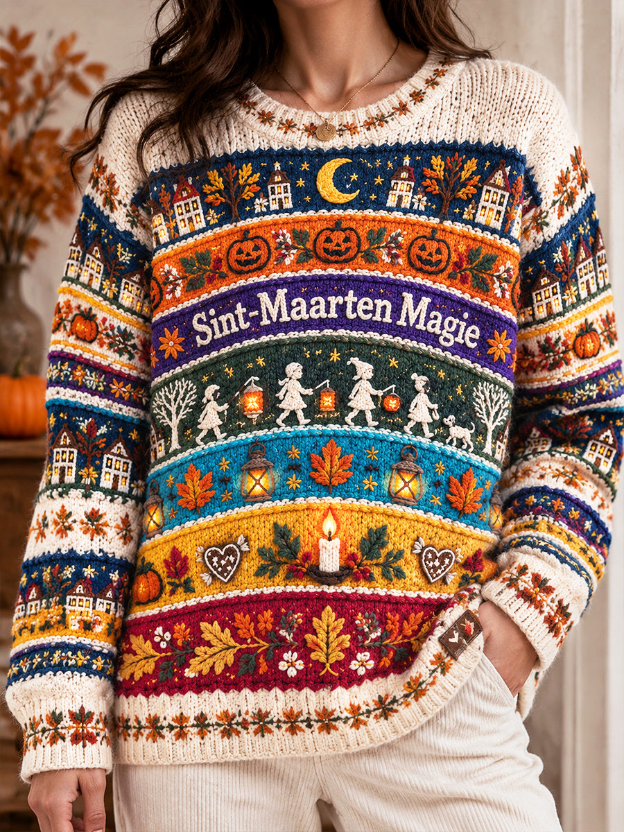 Damestrui met esdoornbladprint in Holland-stijl voor de dag van Sint-Maarten, casual model