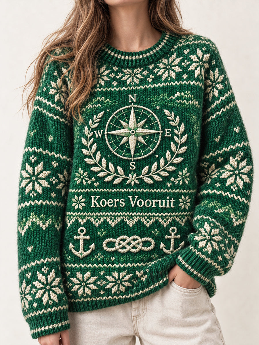 Green Holland Rotterdam-Gedrukte casual trui voor dames
