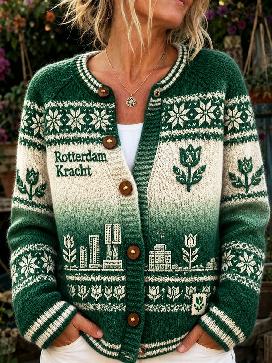 Dames gradiënt-gekleurd Rotterdam-bedrukt casual vest