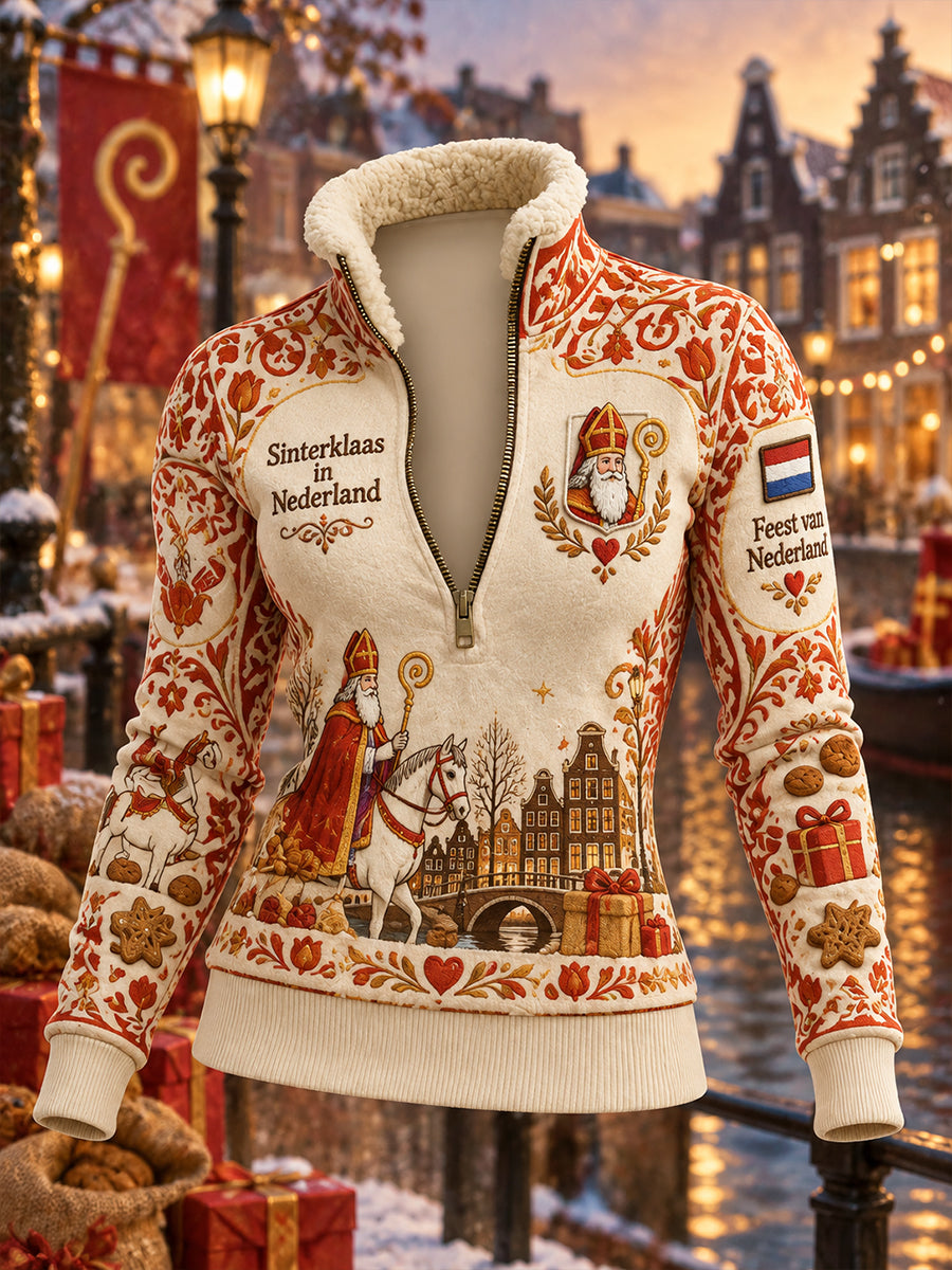 Dames St. Nicholas Day coltrui met grafische print en lange mouwen