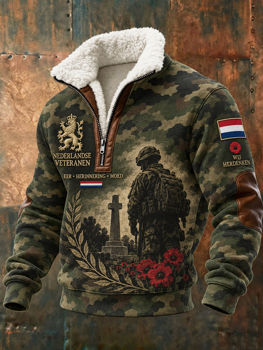 Herenherdenkingsdagprint sweatshirt met hoge hals en lange mouwen