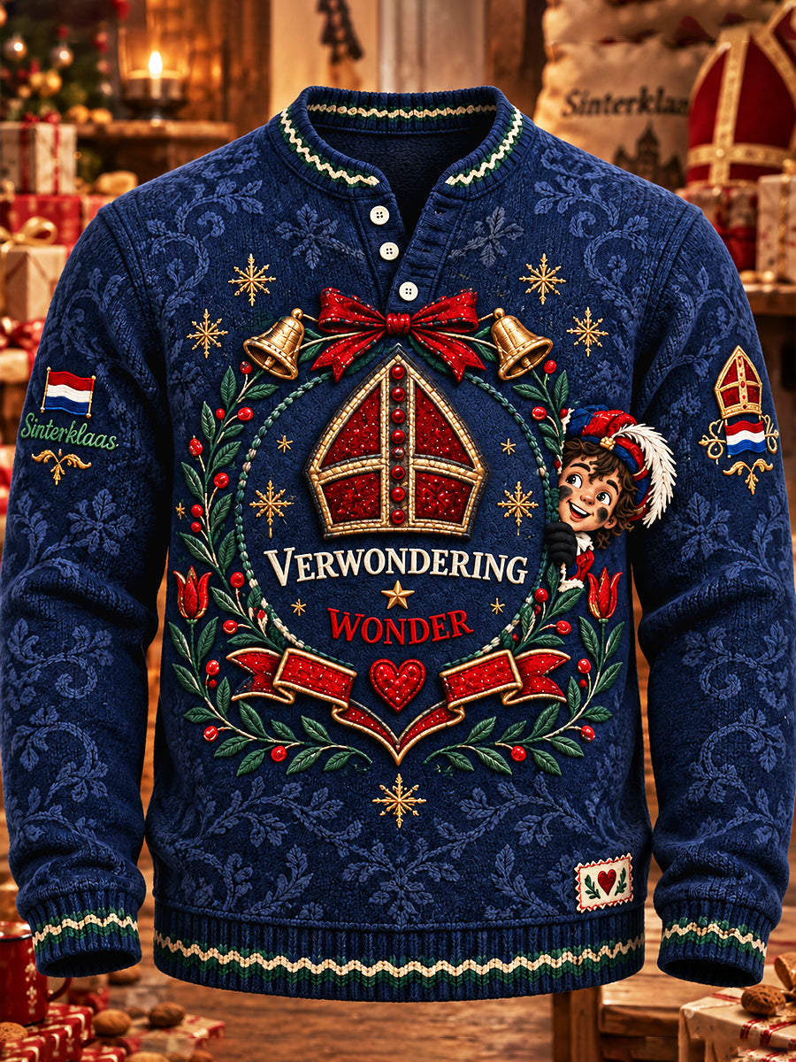 Nederlandse sweatshirt met informeel henley-hals voor heren