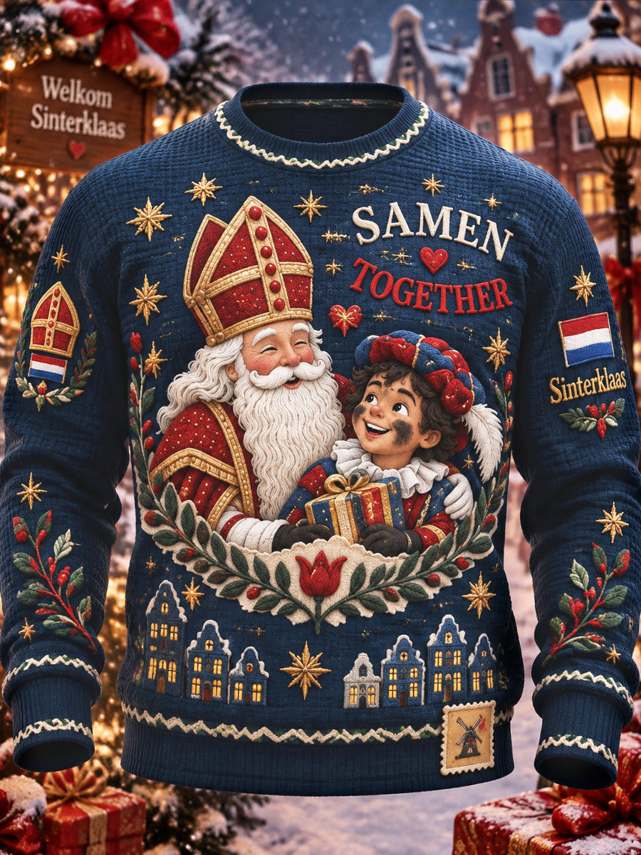 Heren Deep Blue Dutch St Nicholas Day Black Peter Print Top met lange mouwen