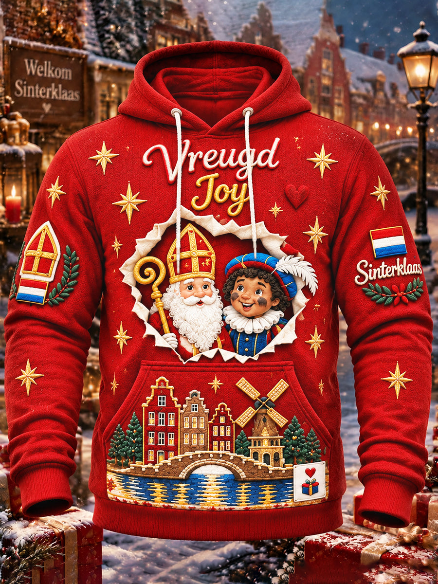 Heren rood Nederlands sinterklaasdag zwart Peter print casual sweatshirt