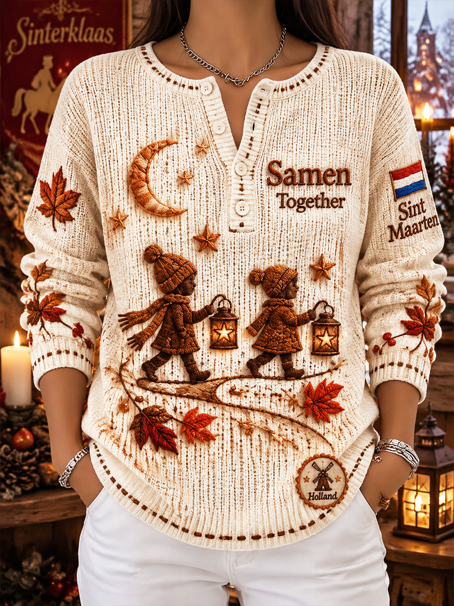 Holland St. Martin's Day Lantern Print Casual Jumper voor dames